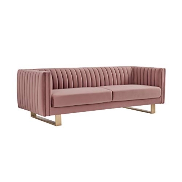 Armen Living Delilah Blush Velvet Sofa for Modern Living
