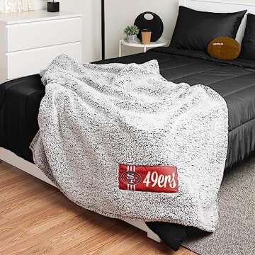 FOCO San Francisco 49ers NFL Big Logo Cloud Sherpa Blanket