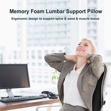Newgam Lumbar Support Pillow/Back Cushion,Memory Foam Orthopedic Backrest with Breathable 3D Mesh fo...