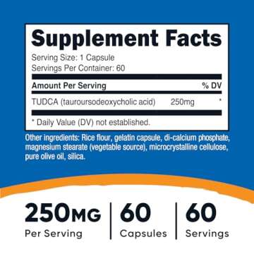 Nutricost Tudca 250mg, 60 Capsules (Tauroursodeoxycholic Acid) - Premium Quality
