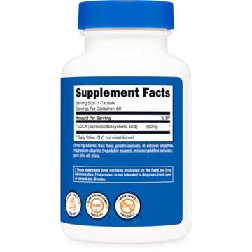 Nutricost Tudca 250mg, 60 Capsules (Tauroursodeoxycholic Acid) - Premium Quality