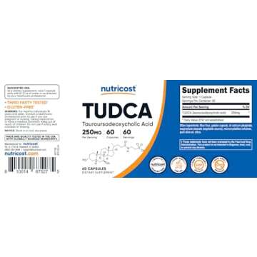 Nutricost Tudca 250mg, 60 Capsules (Tauroursodeoxycholic Acid) - Premium Quality