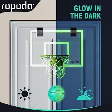 ropoda Mini Basketball Hoop - Glow in The Dark, Over The Door Basketball Hoop Indoor, Indoor Basketb...