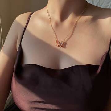 Dainty Butterfly Pendant Necklace for Women - Gold Jewelry