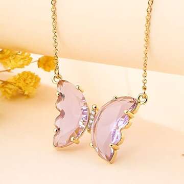 Dainty Butterfly Pendant Necklace for Women - Gold Jewelry