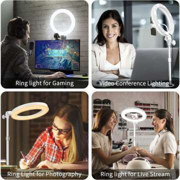 Adjustable Desktop Ring Light with Phone Holder