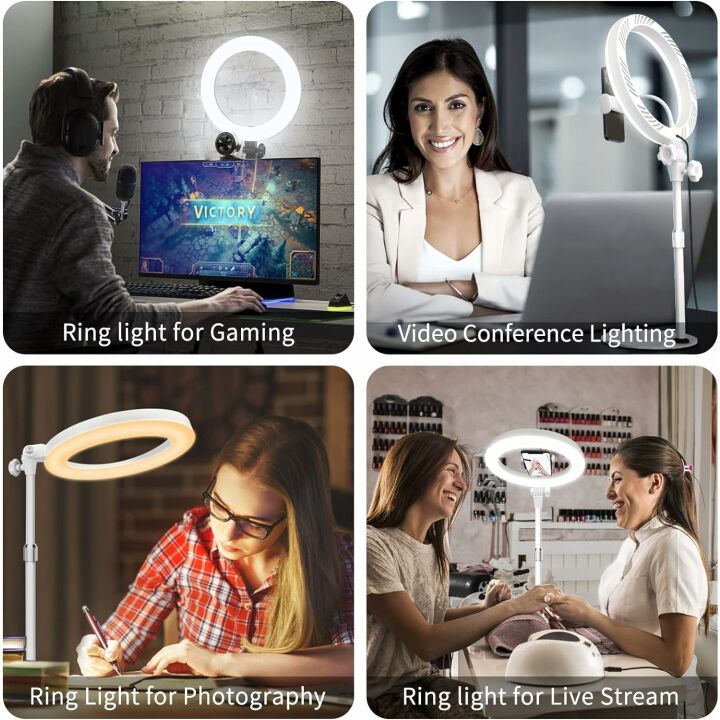 Adjustable Desktop Ring Light with Phone Holder