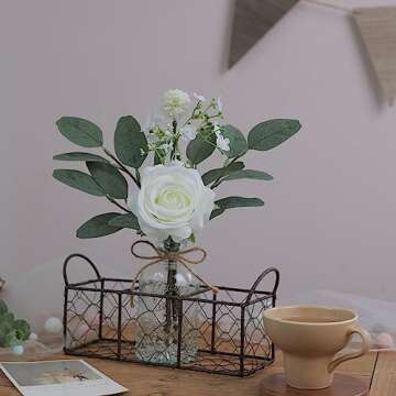 YXZZWL Faux Flowers with Bud Vase - Elegant Table Decor