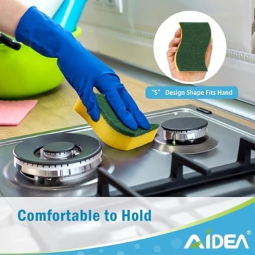 AIDEA Heavy Duty Scrub Sponge Pack for Effortless Cleaning