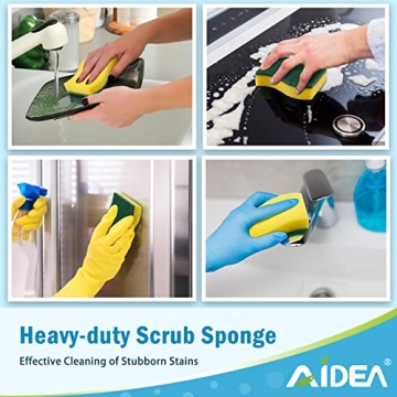 AIDEA Heavy Duty Scrub Sponge Pack for Effortless Cleaning