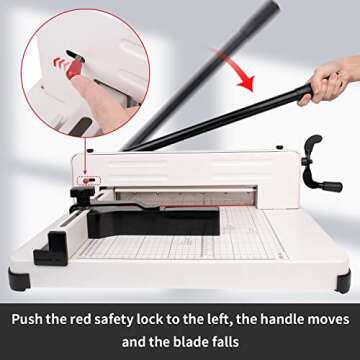 A4 Paper Cutter Professional Guillotine Trimmer - Heavy Duty Paper Cutting Craft Machine with 380 Sheet 2.85oz Paper Capacity, Additional 1 Red Knife Pad, 2 Rubber Feet and 1 Set of Positioning Screws