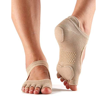 Toesox Women's Prima Bellarina Half Toe Grip Dance Toe Socks for Yoga, Pilates, Barre, and Dance, Sm...