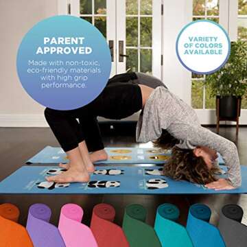 Bean Products Kids Size Sticky Yoga Mat | 3mm Thick (⅛”) x 60” L x 24” W | Non-Toxic, SGS Ce...