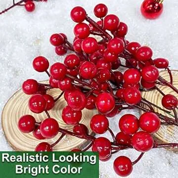 TURNMEON 25 Pack Artificial Berry Stems Christmas Decorations, 8.3" Christmas Berries Picks Branches Twigs for Xmas Tree Ornaments Fillers Vase DIY Holiday Home Indoor Outdoor Decor (Red)