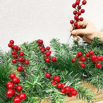 TURNMEON 25 Pack Artificial Berry Stems Christmas Decorations, 8.3" Christmas Berries Picks Branches Twigs for Xmas Tree Ornaments Fillers Vase DIY Holiday Home Indoor Outdoor Decor (Red)