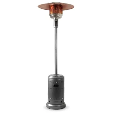 Amazon Basics 46,000 BTU Outdoor Propane Patio Heater with Wheels, Commercial & Residential, Slate G...