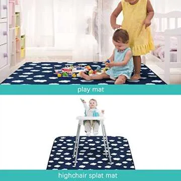 Splat Mat 2 Pack for Under High Chair & Arts & Crafts & Eating Mess, Waterproof Baby Playtime Anti-Slip Mat for Floor or Table, Reusable & Portable Splash Mat 42” ×46”