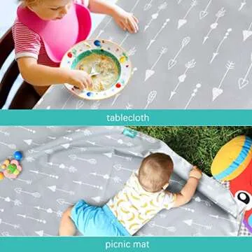 Splat Mat 2 Pack for Under High Chair & Arts & Crafts & Eating Mess, Waterproof Baby Playtime Anti-Slip Mat for Floor or Table, Reusable & Portable Splash Mat 42” ×46”
