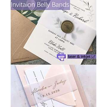 Translucent Vellum Paper, Dowsabel 68LBS 8.5 x 11 inches Printable Vellums for Card Overlays, Invitations Belly Bands, Envelope, Lantern,50 Sheets