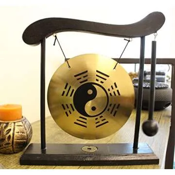 Zen Table Gong with Taiji Symbol - Feng Shui Meditation Desk Bell for Home Decor