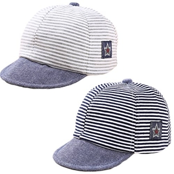 Stylish Baby Baseball Cap & Sunhat Set - Adjustable, Sun Protection (Gray Black, 2pcs)