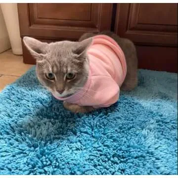 Cat Sweaters Shirts for Cats - Hairless Cat Cotton Tshirts Pet Clothes - Pullover Kitten T-Shirts with Sleeves - Cats & Small Dogs Apparel (Red, Medium)