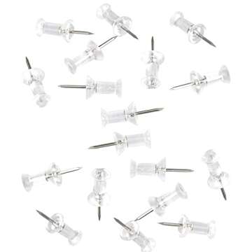 100-Pack Push Pins Tacks, Clear Plastic Head, Steel Point,Thumb Tacks for Wall Corkboard Map Calenda...