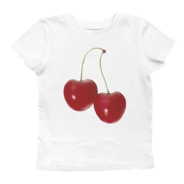 Y2K Cherry Print Crop Top - Retro Vintage Aesthetic Tee for Women