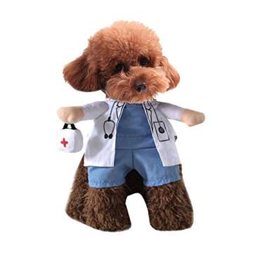 Mikayoo Pet Dog Cat Halloween Costume Doctor Nurse Costume Dog Jeans Clothes Cat Funny Apperal Outfi...