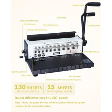 Rayson TD-1500B34R Binding Machine - Durable 3:1 Pitch Binder