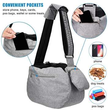 Ownpets Pet Sling Carrier, Fits 15 to 25lbs Extra-Large Dog/Cat Sling Carrier Reversible and Hands-Free Dog Bag with Adjustable Strap and Pocket Shoulder Pad for Outdoor Travel Hiking