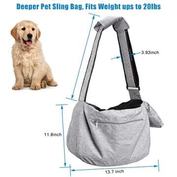 Ownpets Pet Sling Carrier, Fits 15 to 25lbs Extra-Large Dog/Cat Sling Carrier Reversible and Hands-Free Dog Bag with Adjustable Strap and Pocket Shoulder Pad for Outdoor Travel Hiking