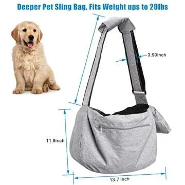 Ownpets Pet Sling Carrier, Fits 15 to 25lbs Extra-Large Dog/Cat Sling Carrier Reversible and Hands-Free Dog Bag with Adjustable Strap and Pocket Shoulder Pad for Outdoor Travel Hiking