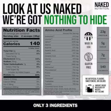 Naked Goat Chocolate Protein Powder - Pasture Fed Goat Whey Protein Powder from Small-Herd Dairies - Only 3 Ingredients - GMO Free, Soy Free - All Natural - 23 Grams of Protein - 25 Servings