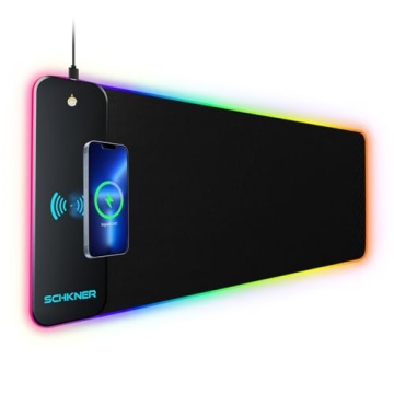 Schkner RGB Gaming Mouse Pad with Wireless Charging - LED Lighting, XXL Size