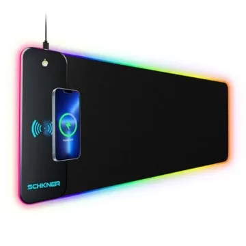 Schkner RGB Gaming Mouse Pad with Wireless Charging - LED Lighting, XXL Size