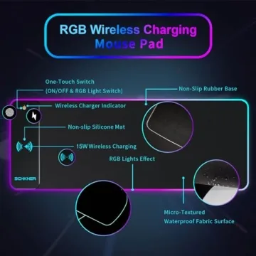 Schkner RGB Gaming Mouse Pad with Wireless Charging for all