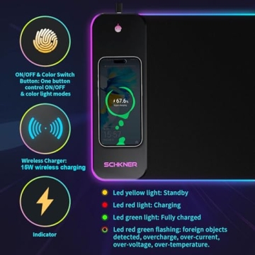 Schkner RGB Gaming Mouse Pad with Wireless Charging for all
