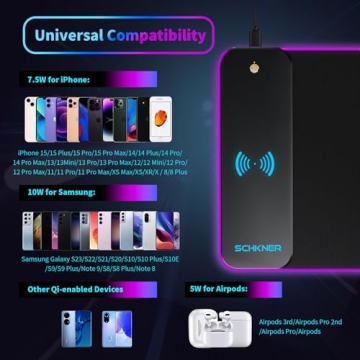 Schkner RGB Gaming Mouse Pad with Wireless Charging for all