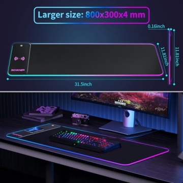 Schkner RGB Gaming Mouse Pad with Wireless Charging for all