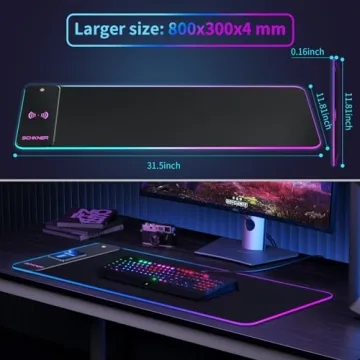 Schkner RGB Gaming Mouse Pad with Wireless Charging for all
