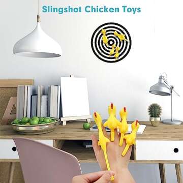 BUVUDI 16 Pieces Rubber Chicken Slingshot Rubber Chickens Flying Chicken Slingshot Flicken Chicken G...
