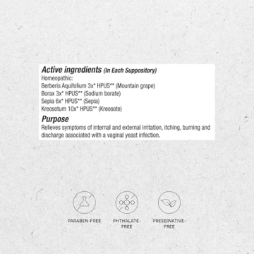 Vitanica Yeast Arrest Homeopathic Suppositories for Relief