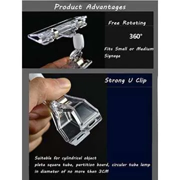 Rotatable Plastic Sign Holder Clips - 25 Pack Perfect for Displays