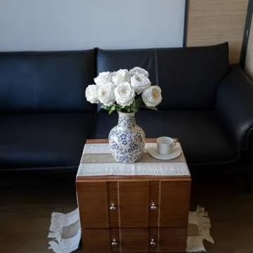 DUYONE White 4pcs Fake Flowers for Decoration Home Decor Real Touch Artificial Flowers Austin Rose Peony Latex Fake Flower Living Room Decoration Vivid Pink Roses Peonies