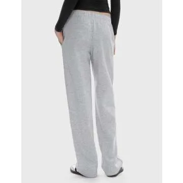 PUMIEY Grey Sweatpants for Women High Waisted Elastic Loose Sweat Pants Casual Cargo Pants, Heather Grey Medium