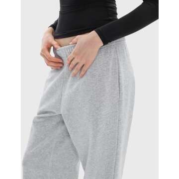 PUMIEY Grey Sweatpants for Women High Waisted Elastic Loose Sweat Pants Casual Cargo Pants, Heather Grey Medium