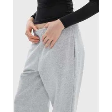 PUMIEY Grey Sweatpants for Women High Waisted Elastic Loose Sweat Pants Casual Cargo Pants, Heather Grey Medium