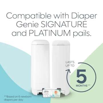 Diaper Genie Easy Roll Refill with 18 Bags, Holds up to 846 newborn diapers per refill