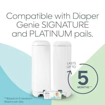Diaper Genie Easy Roll Refill with 18 Bags, Holds up to 846 newborn diapers per refill